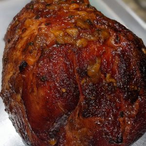 double smoked ham with peach jalapeno glaze
